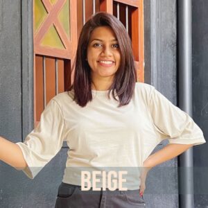 Oversized Crop Tees - Beige